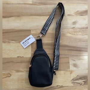 New With Tags Ahdorned Vegan Leather Cross Body Bag - Black (NWT)